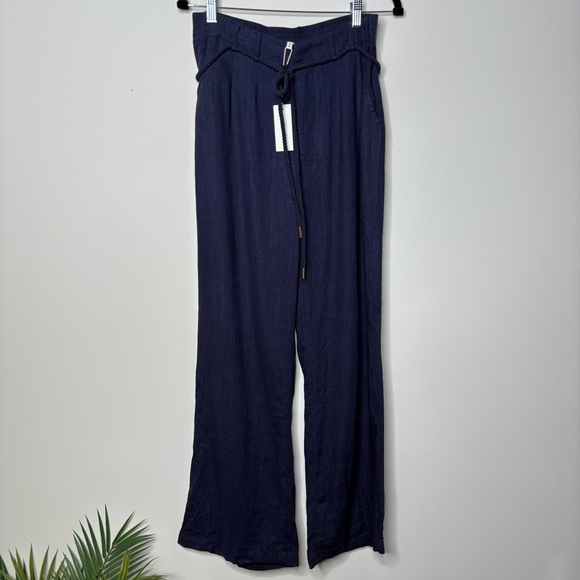 Heartloom Niantic Pant in Navy Wide Leg Tie Waist - Picture 2 of 6